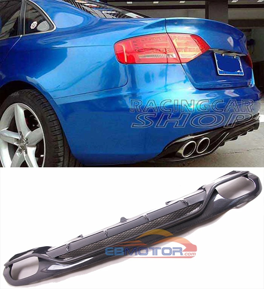 A style grille Rear carbon fiber Rear Lip Diffuser Fit For Audi A4 B8 Non-Sline Bumper 2008-2012 A003