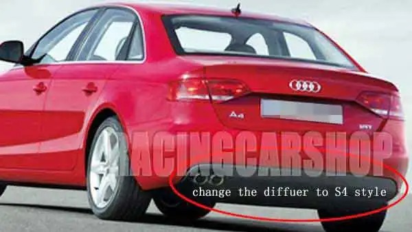 UNPAINTED  S4 STYLE REAR DIFFUSER SINGLE PU For AUDI A4 B8 2008-2012 A008F