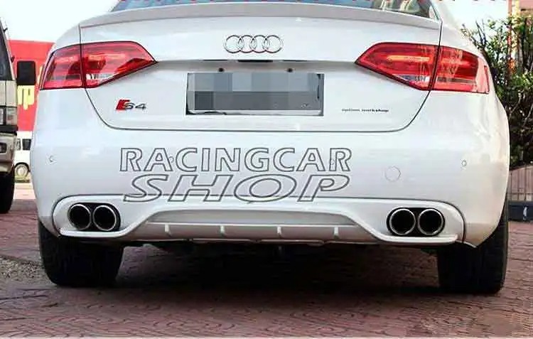 UNPAINT  Rear Lip Diffuser Exhaust Tips Muffler End For Audi A4 B8 Non-Sline Bumper 08-12