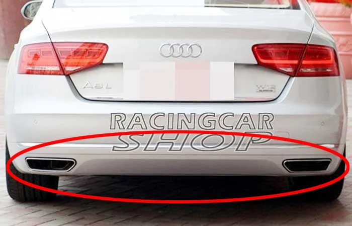 UNPAINTED  W12 STYLE Rear Diffuser Exhaust Tips Muffler End For Audi A8 Standard Bumper 08-13  A046F