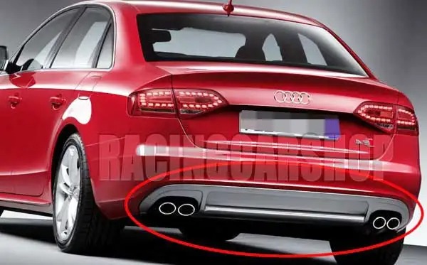 UNPAINTED  S4 STYLE REAR DIFFUSER QUAD EXHAUST PU For AUDI A4 B8  A065F