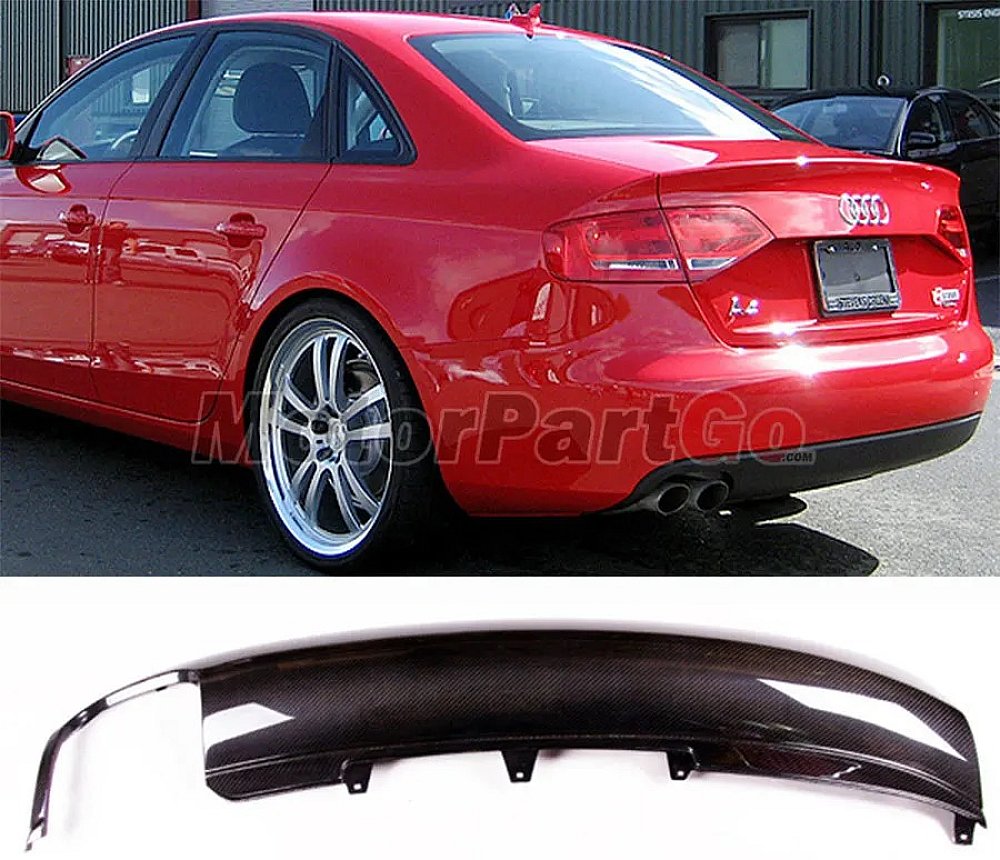 Car Style  Car PU Rear Carbon Fiber  Bumper Diffuser Lip Spoiler for Audi A4 B8 Standard Sedan 4 Door Only 2009 - 2012   A066