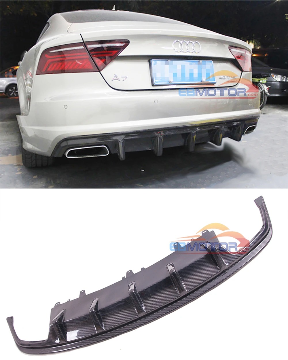 MTM Real Carbon Fiber Rear Diffuser Lip For Audi A7 Standard 2016UP A094