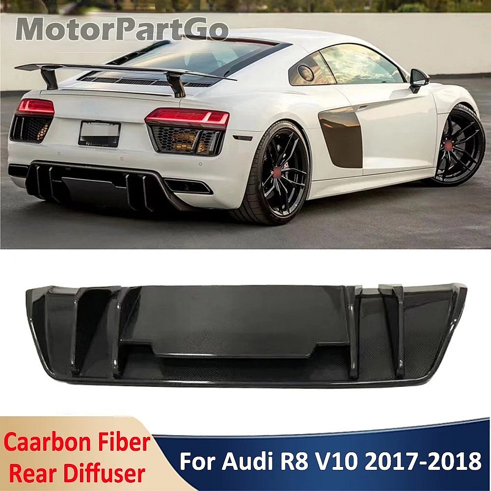 R8 Real Carbon Fiber Material Rear Lip Bumper Shovel Diffuser Car Modification Body Kit For Audi R8 V10 Coupe Tuning 2017-2018