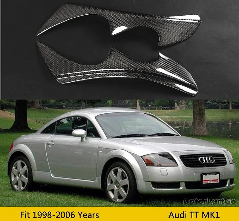 Real Carbon Fiber Head light Eyelid Eyebrow Cover Trim 1pair for Audi TT MK1 1998 - 2006