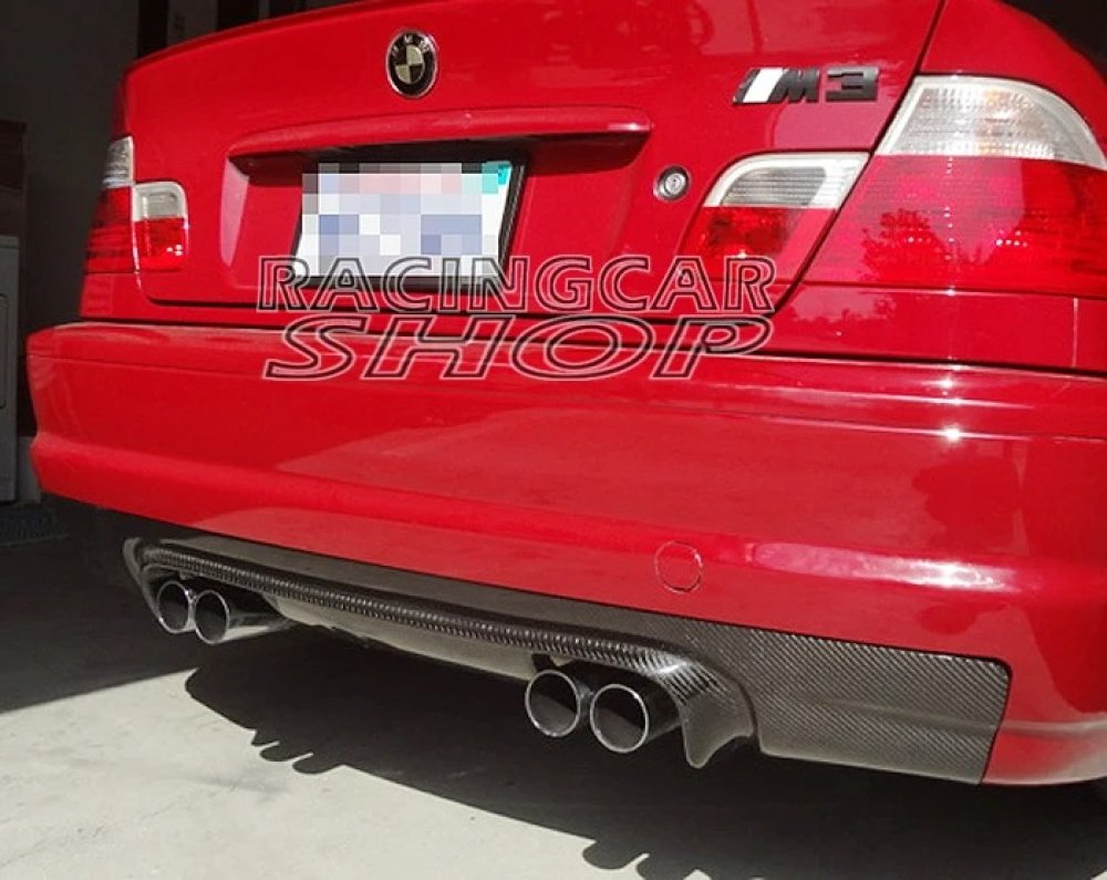 CSL STYLE FULL REAL CARBON FIBER REAR LIP DIFFUSER 4P EXHAUST FOR BMW 3-Series E46 M3 bumper B009