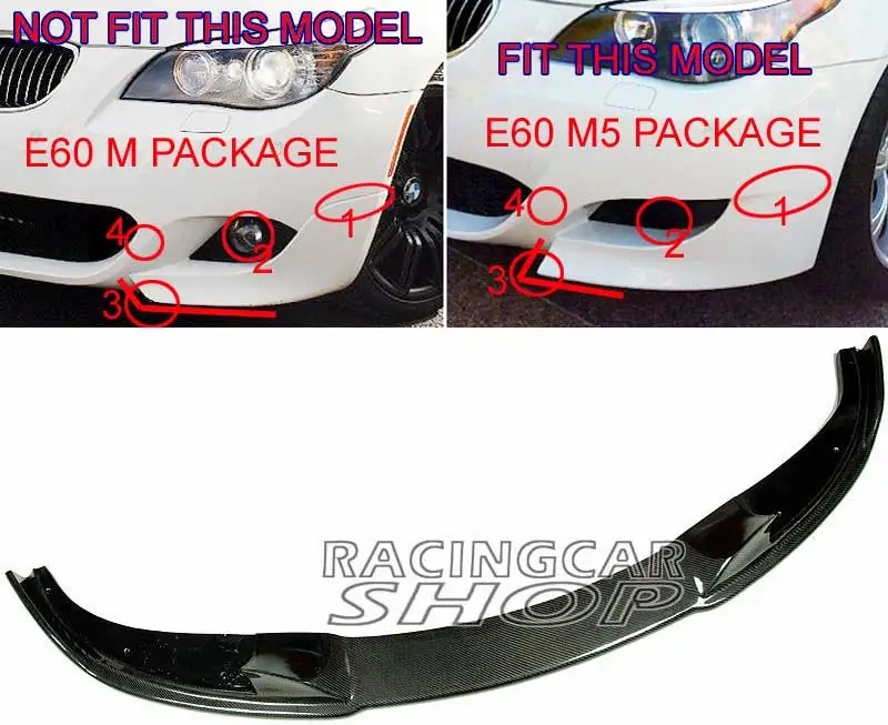 REAL CARBON FIBER FRONT LIP UNDER SPOILER For BMW 5-SERIES E60 M5 Front Bumper B024