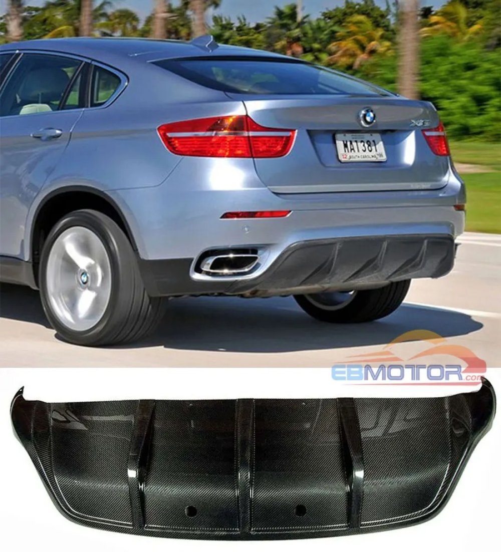 Rear Carbon Fiber Lip Big Fin Diffuser Fit For BMW E71 X6 Non-M Bumper 2008-2014 B100