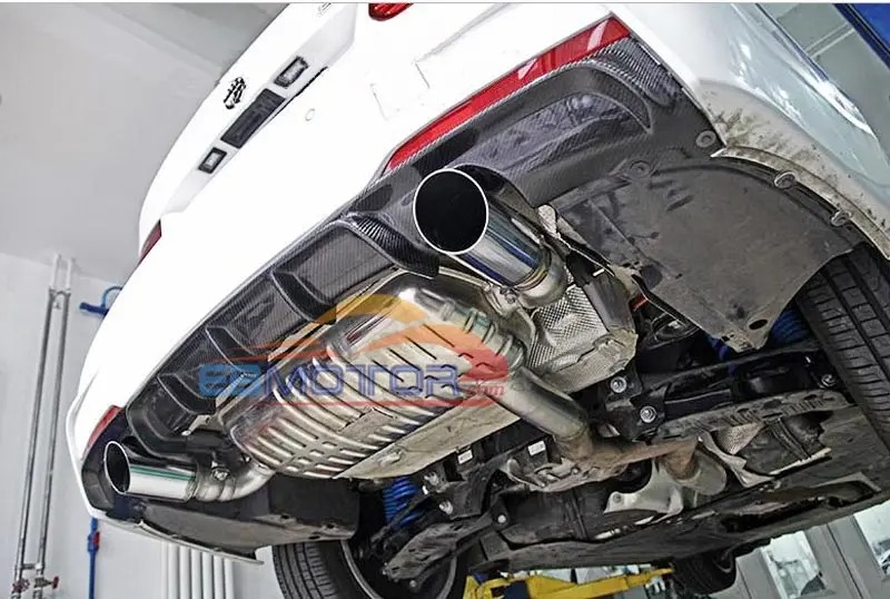 P Style Real Carbon Fiber REAR DUAL TIP EXHAUST DIFFUSER For BMW F30 F31 3-Series 335i M-TECH M-Sport BUMPER 2012UP B163