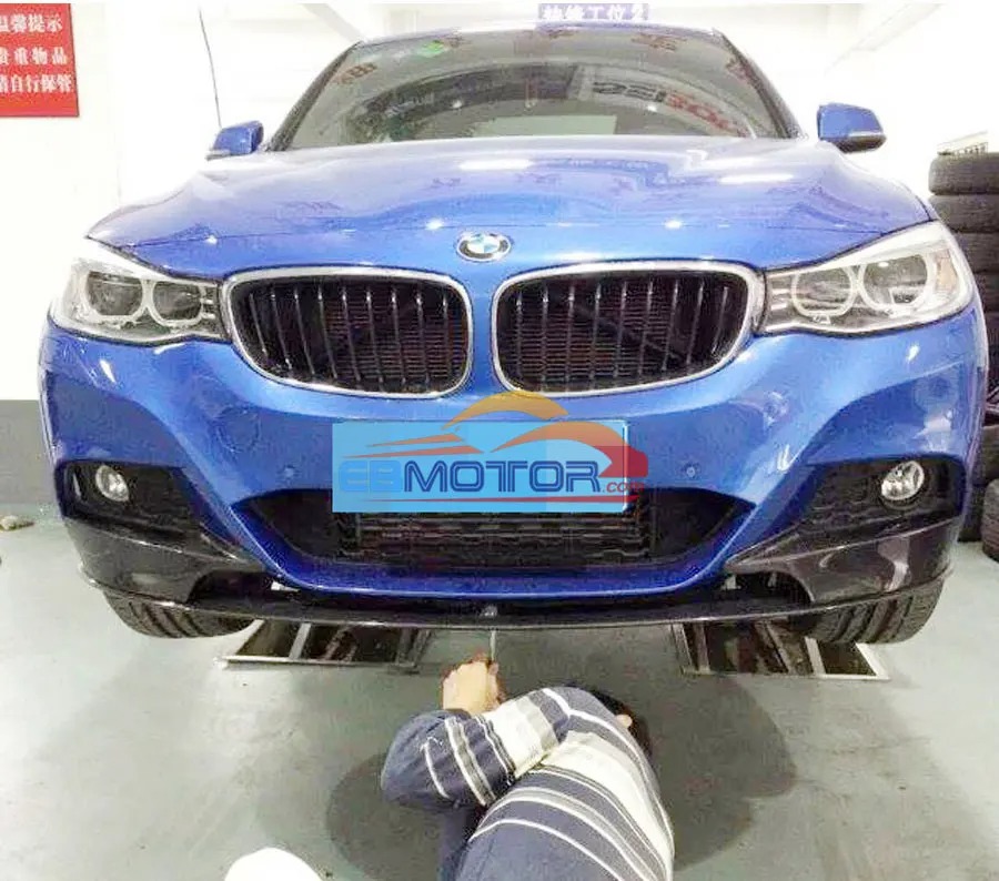 P Style Real Carbon Fiber Front Lip Spoiler Splitters 3pcs For BMW F34 GT Gran Turismo M-Sport Bumper 2014UP B184+B185