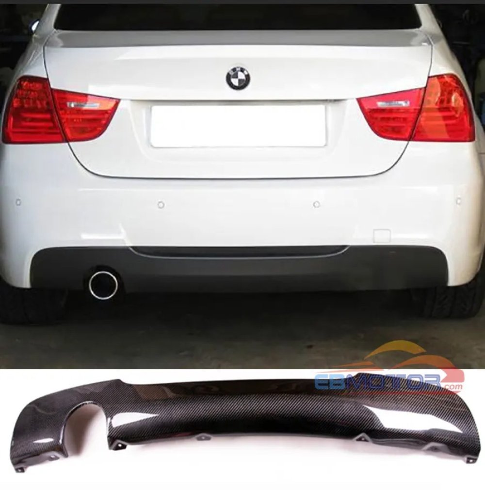 Real Carbon Fiber Rear Lip Diffuser Fit For BMW E90 M-Tech M-Sport Single Exhaust 1-Tip 06-11 B237