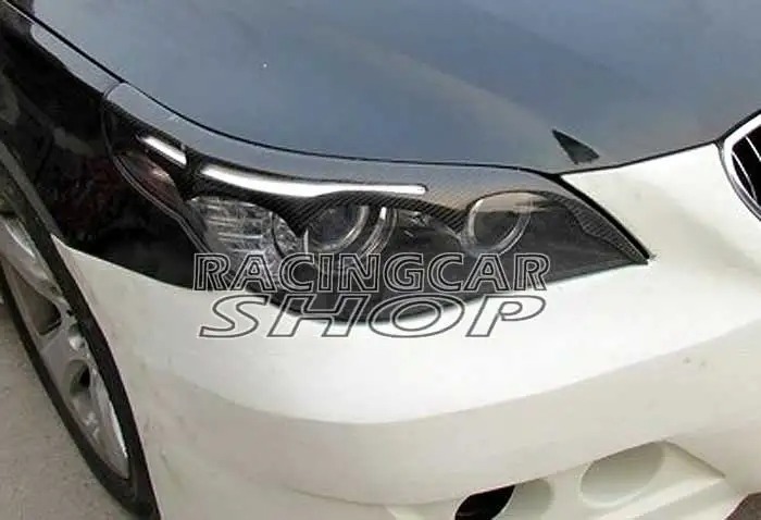 Real Carbon Fiber Head Light Covers Eyelids Eyebrows eyelid 1Pair for BMW E60 E61 5series 528i 525i 530i 535i 04-08  B311E