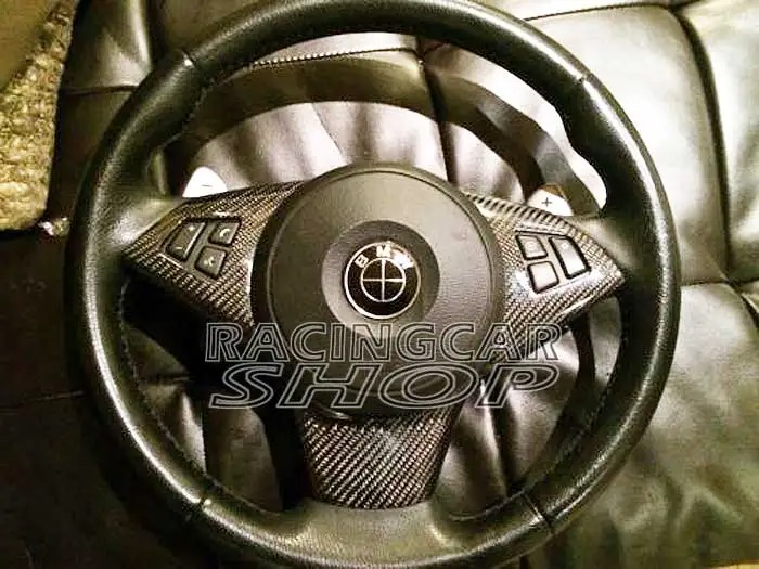 Real Carbon Fiber M sport steering Wheel Trim Cover for BMW E60 E61 E63 E64 M5 M6 5-series B314Y