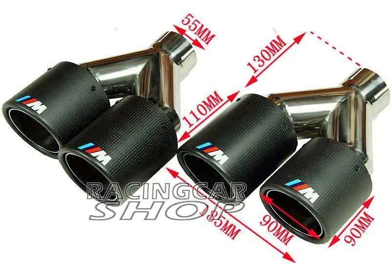 ///M SPORT Style Real Carbon Fiber Quad Exhaust Muffler Tips Pip FOR BMW M3 M5 M6 1M X5 X6 1pair B348W