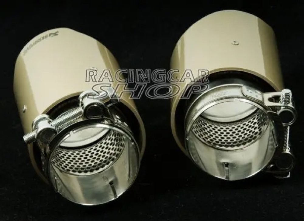 New AK Style golden Quad Exhaust Muffler Tips Pip 1pair for BMW BENZ AUDI VW B357W