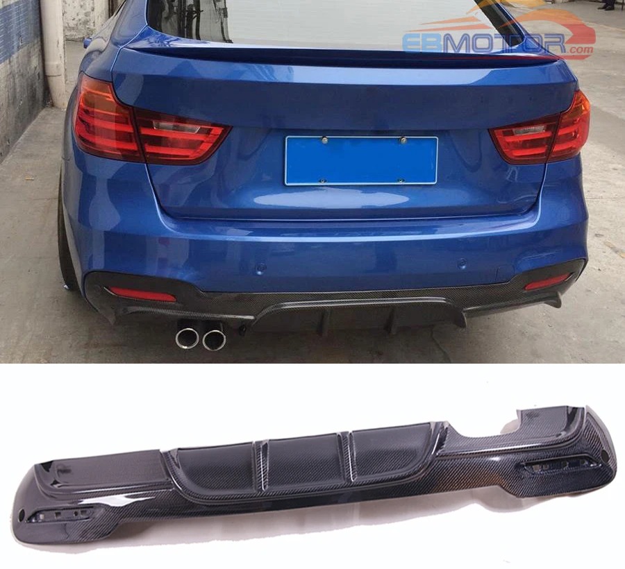 P style carbon fiber Rear Diffuser for BMW 3-Series F34 GT Hatchback Mtech Msport bumper 2013UP B378
