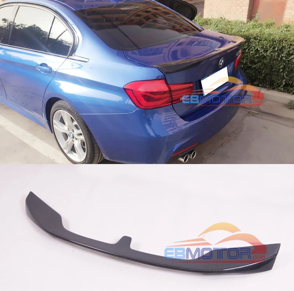 KT Real carbon fiber rear trunk lip spoiler for BMW 3-series F30 Sedan 2012UP B386