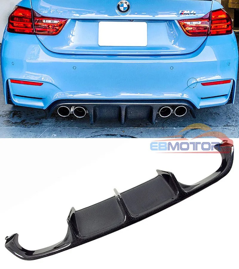 Real Carbon Fiber Big Fins Rear Diffuser For BMW F80 M3 F82 F83 M4 2014P B408