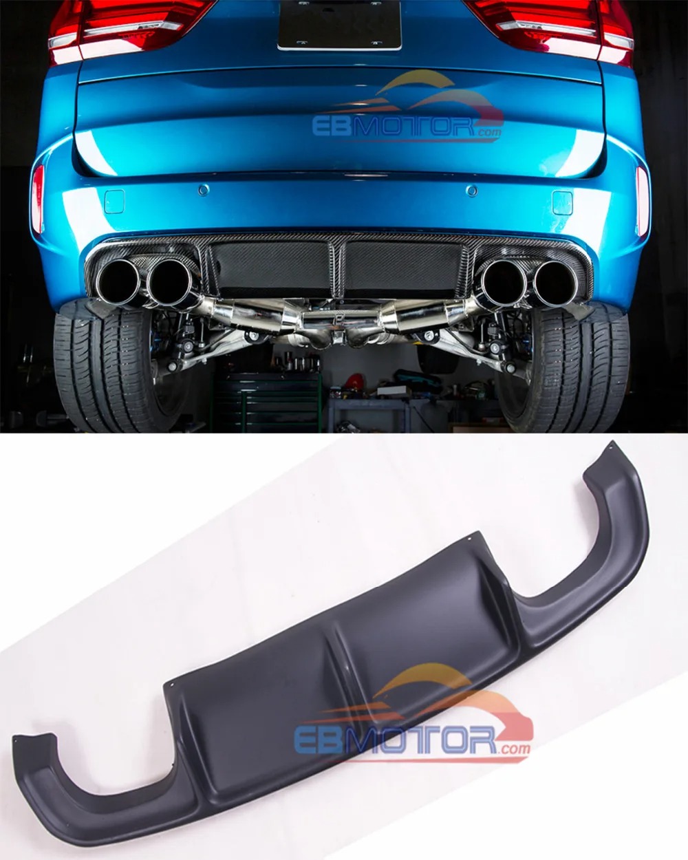UNPAINTED Real Fiber Glass Rear Diffuser for BMW F85 X5M F86 X6M 2015UP B444F