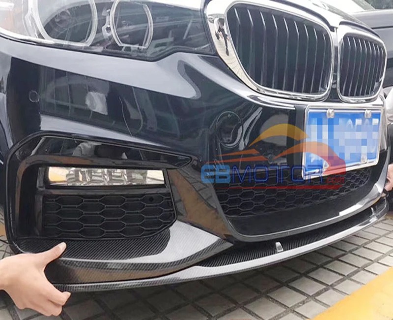 P Style Real Carbon Fiber Front Lip Spoiler Splitter 3pcs set For BMW 5-Series G30 2017UP B464+B465