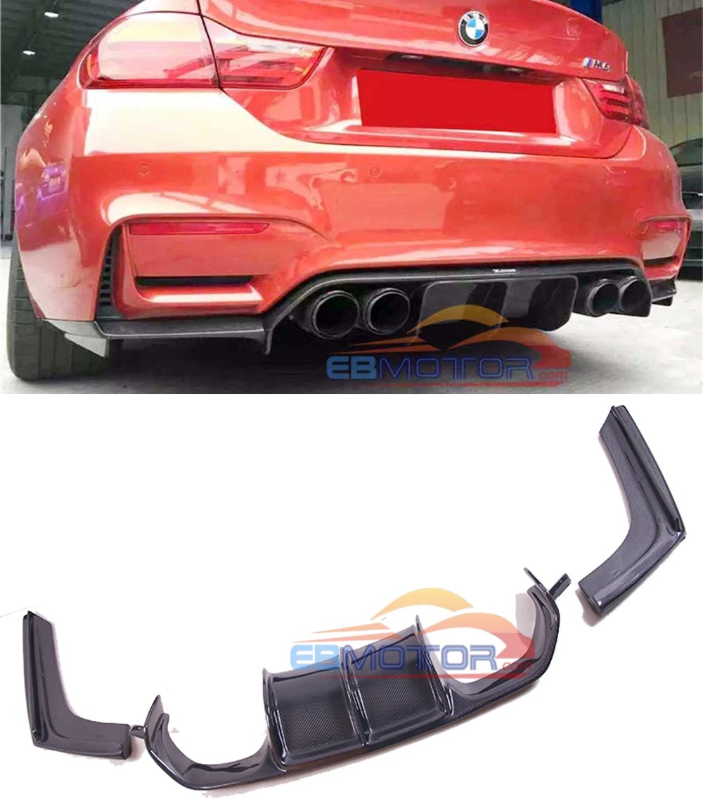 V Style Real Carbon Fiber Rear lip Diffusr For BMW F8X F80 F82 M3 M4 2014UP  B473