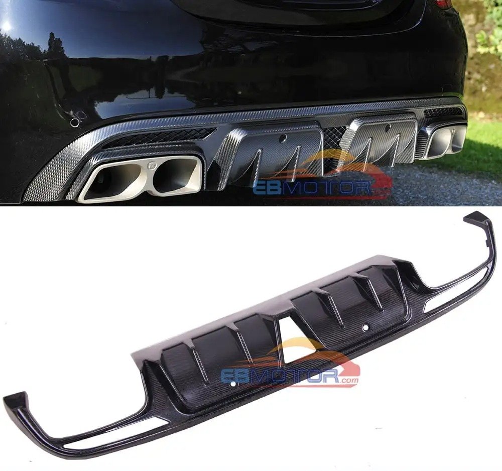 Real Carbon Fiber Rear Bumper Lip Diffuser for Mercedes Benz C Class W205 C200 C300 C63 AMG 14-19  B509