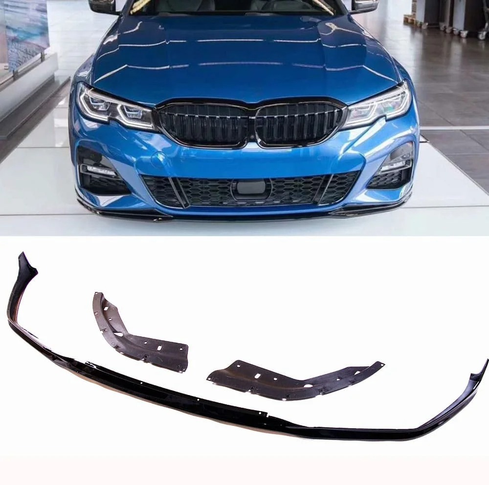 PP Glossy Black Front lip spoiler Bumper Splitters For BMW 3 Series G20 G28 M Sport 2019UP B533F