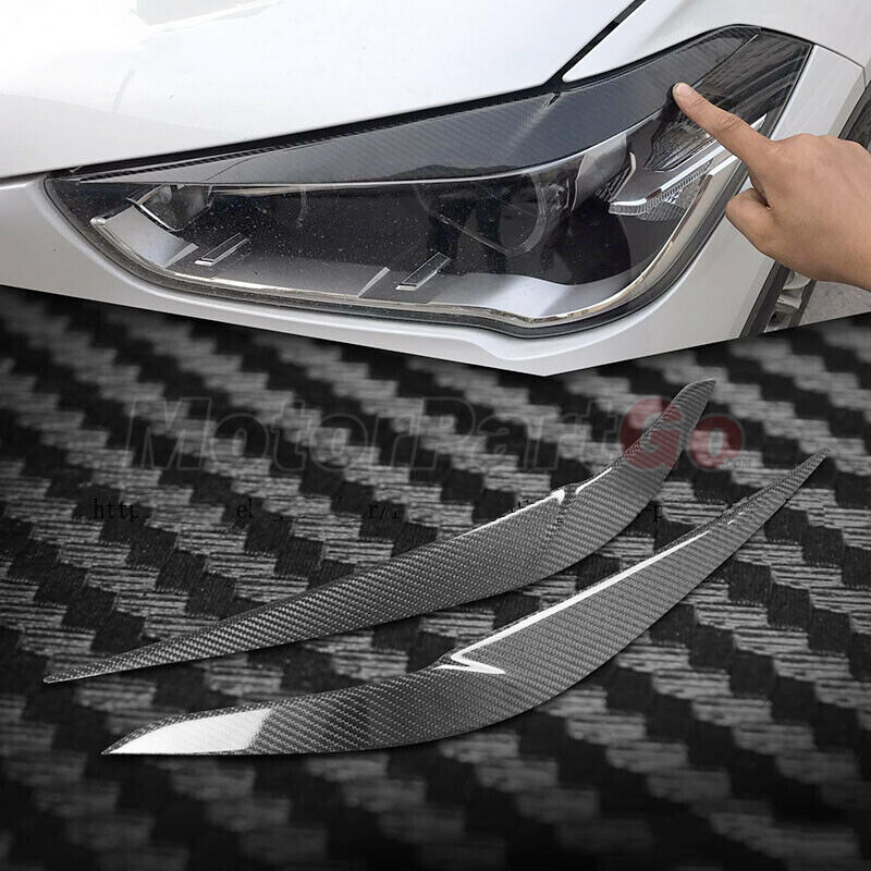 Real Carbon fiber Head light Eyelid Eyebrow Cover Trim For BMW X1 F48 F49 16-18