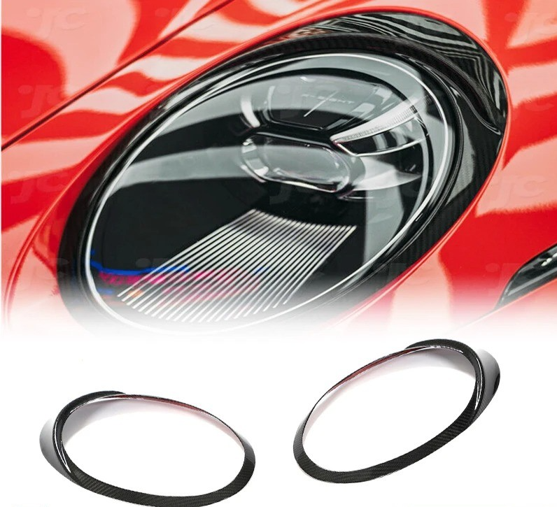 Real Carbon Fiber Headlight Eyebrows Eyelids Covers For Porsche 911 992 2019-22