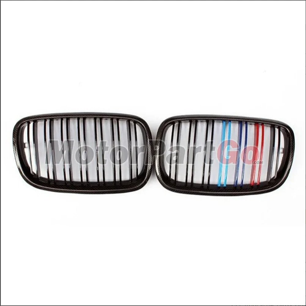 3 Colors Carbon fiber dual line gloss matt replace front Grills 1 pair For BMW X5 E70 X6 E71 2007-2013 B693