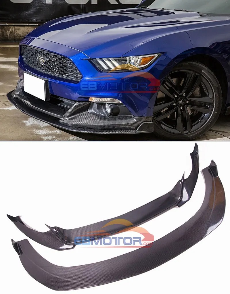HENN style Real Carbon Fiber Front lip Chin Spoiler 2pcs for Ford Mustang 15-17 F003