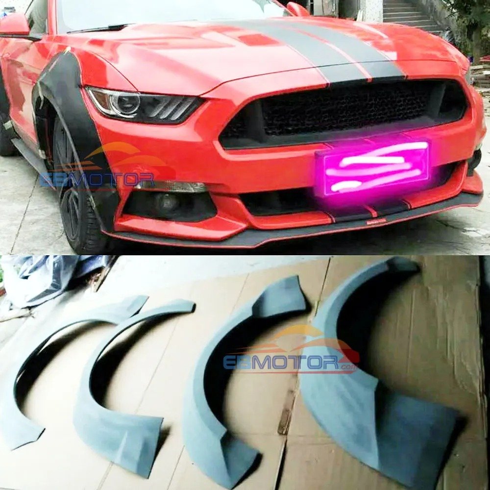 UNPAINTED PP Wheel Arch Fender Eyebrow Spoiler Bodykit Flares Trim auto car wheel eyebrow for For Ford Mustang 2.3T5.18-19 F023F