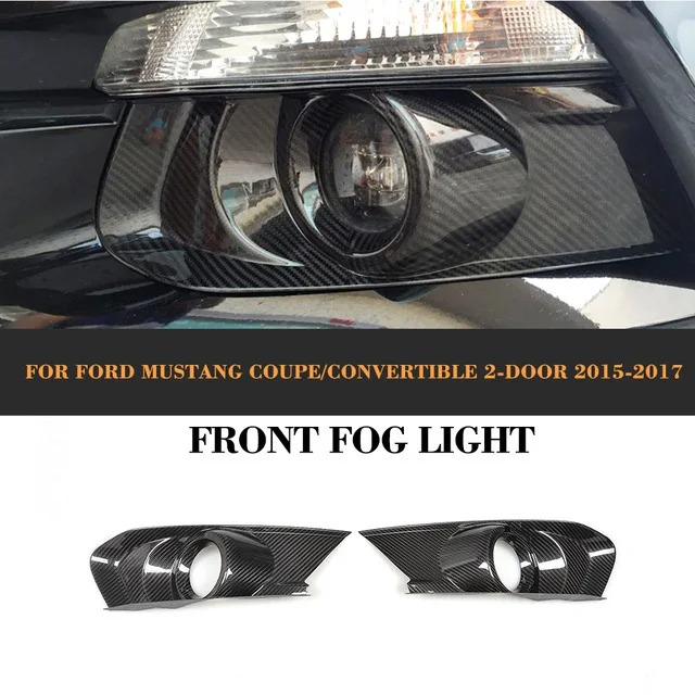 Real Carbon Fiber Front Rear Bumper Fog Lamp Light Covers Tail Trims for Ford Mustang Coupe 15-17Convertible GT V6 V8 ShelbyF031