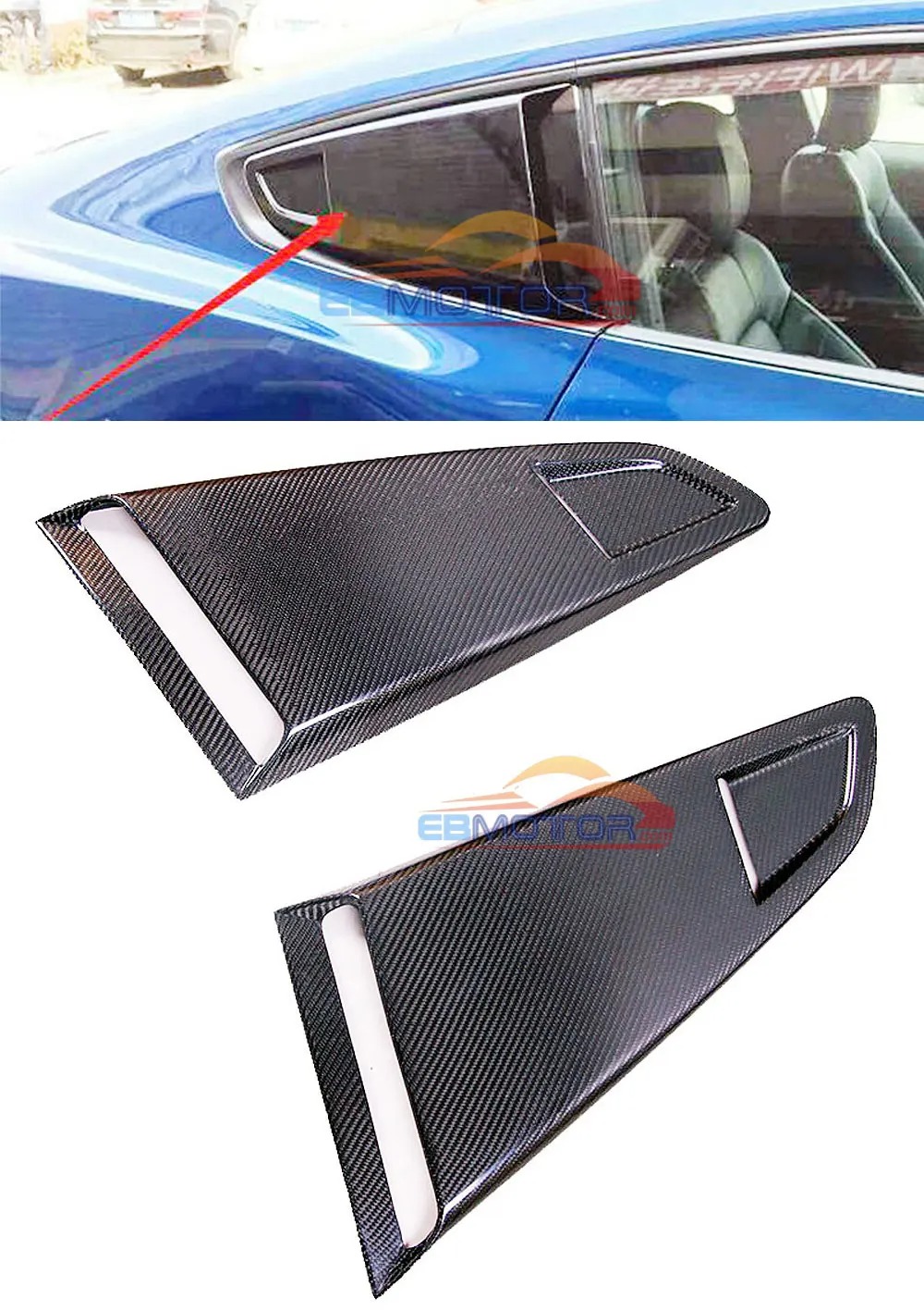 Auto Car Side Window Air Vent intake Trim Cover For Ford Mustang Carbon Fiber 2015up F032
