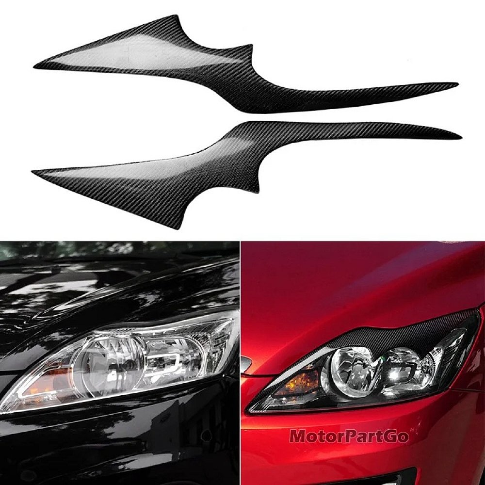Real Carbon Fiber Head light Eyelid Eyebrow Cover Trim 1pair for Ford Focus 2009-2011  T162