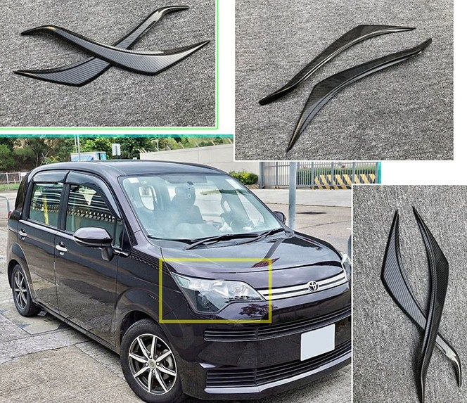 Real Carbon Fiber Eyebrow Eyelid Headlight Cover For Toyota Porte Spade 2012-20