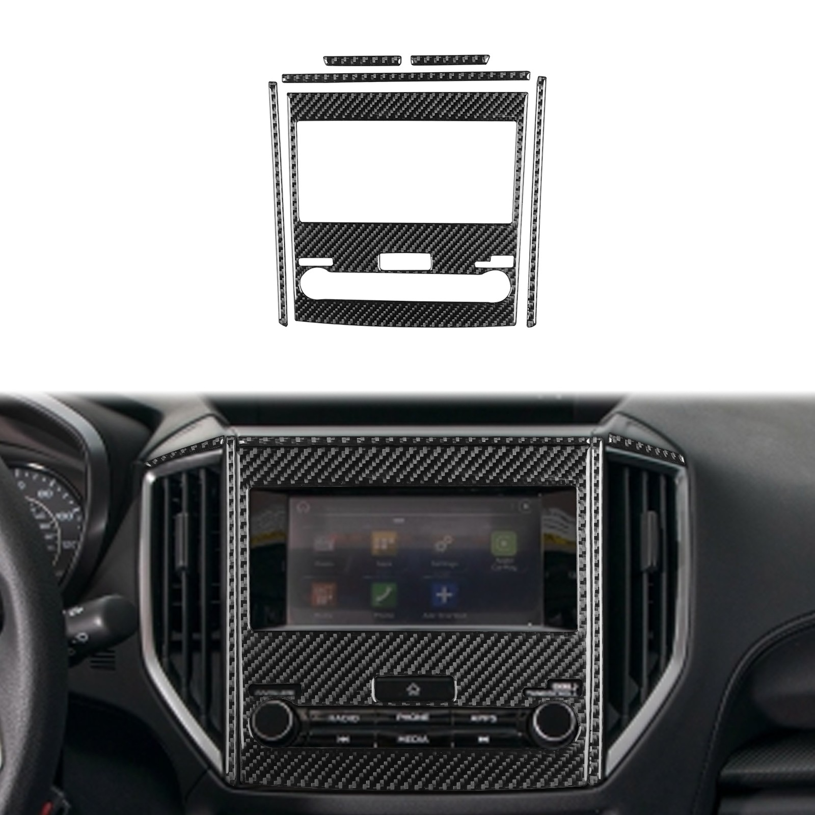 Real Carbon Fiber Console CD Panel Trim For Subaru Impreza XV Crosstrek 17-22