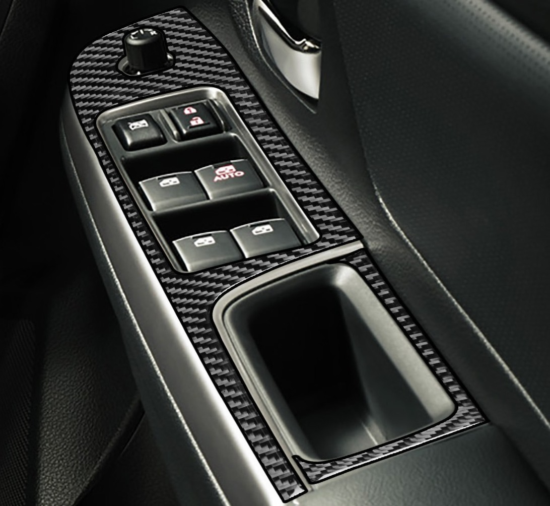 8Pcs Carbon Fiber Window Lift Switch Button Panel Cover Trim For Subaru WRX STI