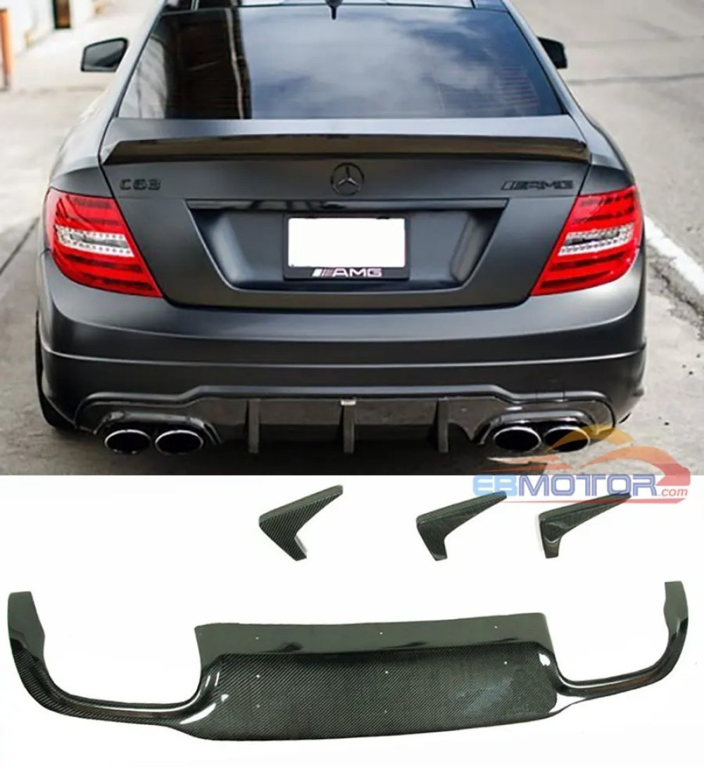 3K Real Carbon Fiber BIG FINS REAR DIFFUSER For W204 AMG Model 2012-2014 M087