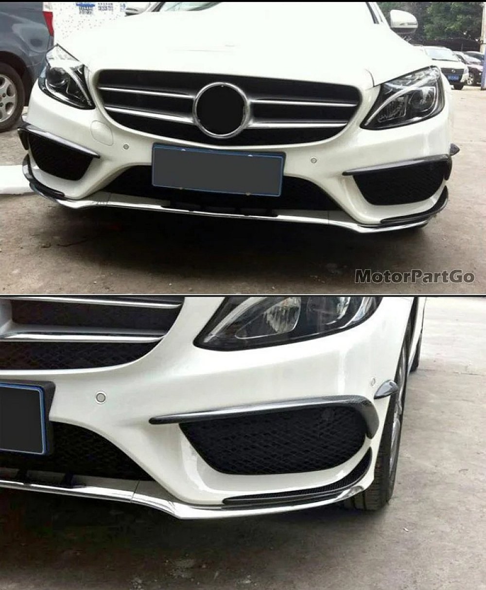 Modified carbon fiber Wind knife 6-piece set, front bumper trim, Fit For Mercedes-Benz C-class W205 sports model 2015-2021  M089
