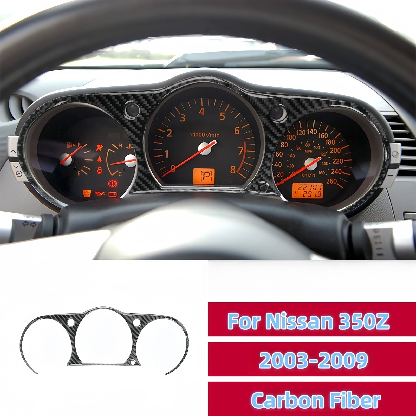 Real Carbon Fiber Interior Car Dashboard Trim Stickers For Nissan 350Z 2003-09