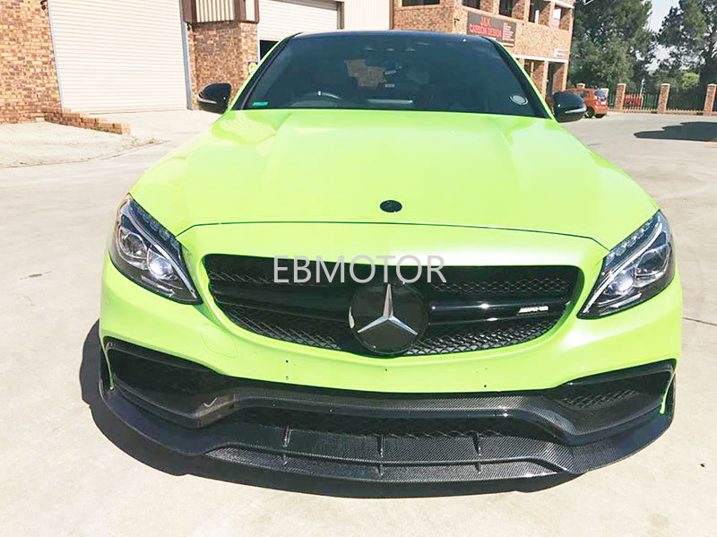 Real Carbon Fiber Front Lip Spoiler For BENZ W205 C63 C63S AMG 2015-2021