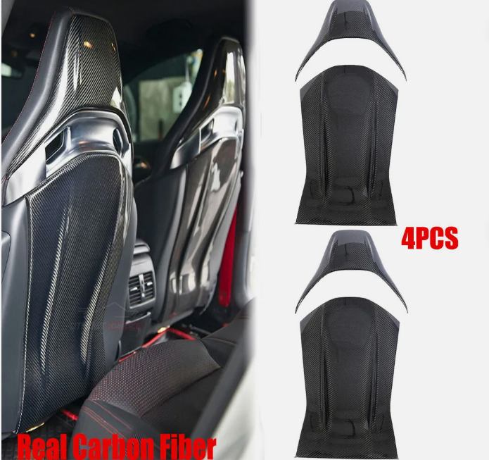 Real Carbon Fiber Seat Back Cover 2set 4Pcs For Benz A45 CLA45 GLA45 C63 C43 E63