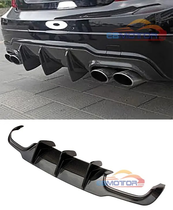 BIG FINS REAL CARBON FIBER REAR LIP DIFFUSER for Benz W204 C63 AMG 11-14 M146