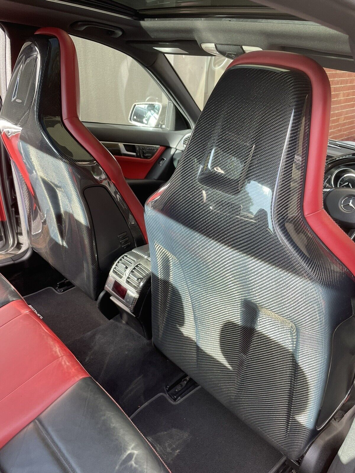 Real Carbon fiber Seat Covers Seat Shells 1 pair for Mercedes Benz W204 C63 AMG