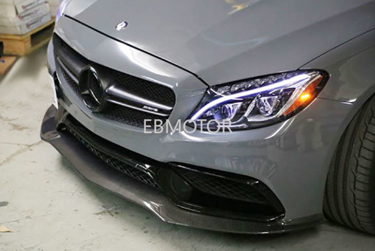 PSM Real Carbon Fiber Front Lip Spoiler For Benz C63 AMG W205 4D 15-18
