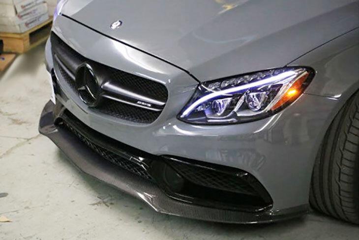 UNPAINT FIBER GLASS PRIMER PSM Front Lip Spoiler For Benz C63 AMG W205 4D 15-18
