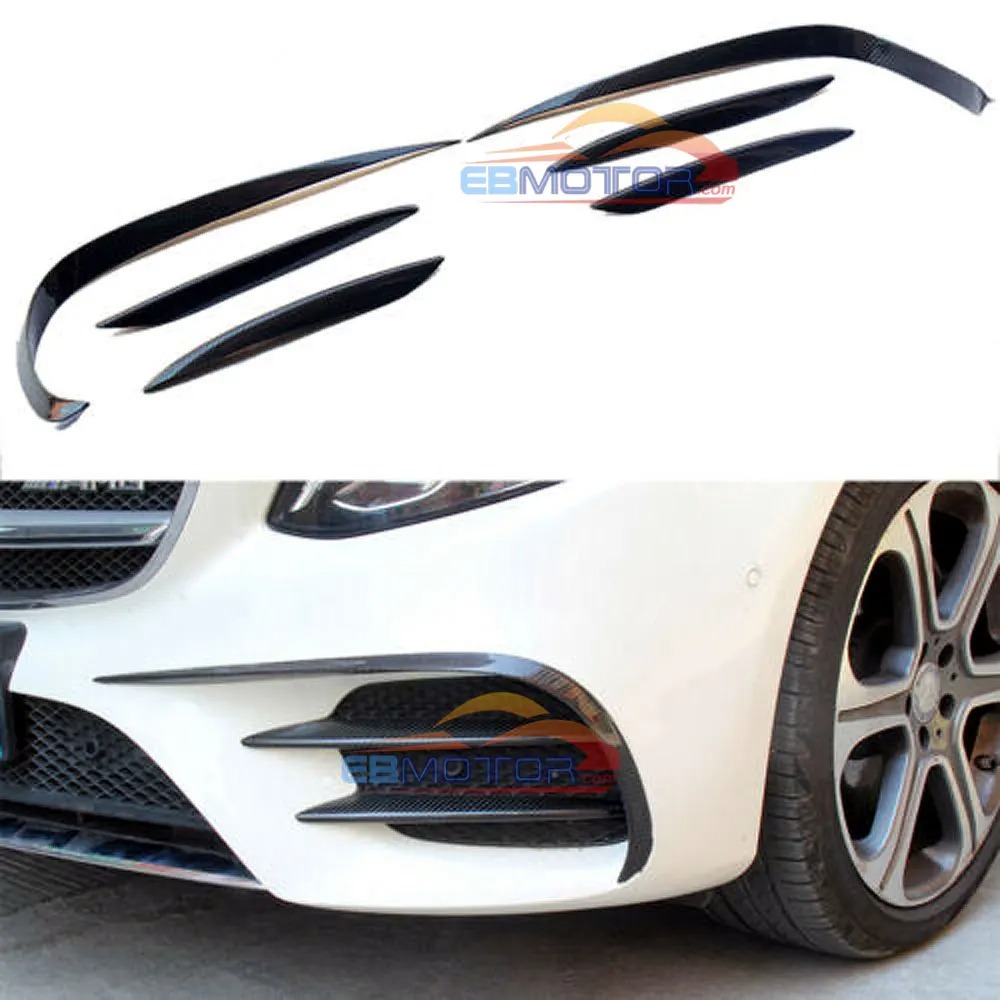 Real Carbon Fiber Front Splitter Apron with Flog Lamp Trim Cover for Benz W213 E250 E300 E400 E450 E43 E53 AMG 16UP M164