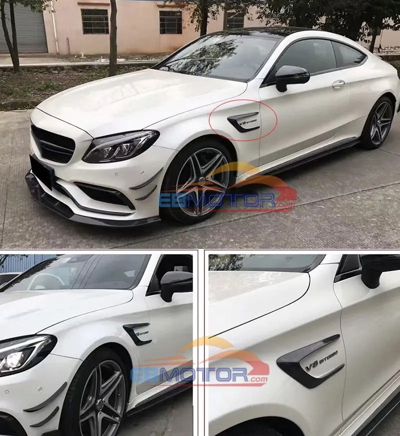 Real Carbon Fiber Front trunk Side Fender Scoops guard for Mercedes Benz W205 C-Class C63 AMG 2 Door 2015-2017 M170