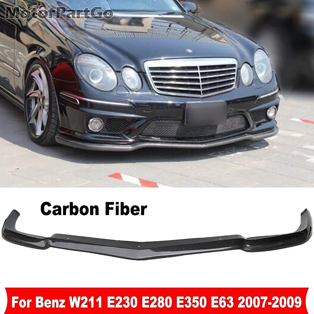 AMG Style Real Carbon Fiber Car Front Spoiler Bumper Lip Chin For Mercedes-Benz E-Class W211 E230 E280 E350 E63 2007-2009   M176